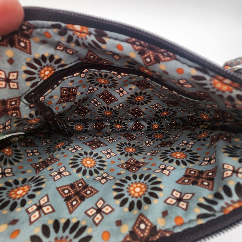 Vera Bradley Floral Canyon Pattern Crossbody Purse Bag Brown  6.5" x 9.5" x 1.5" - Picture 9 of 16